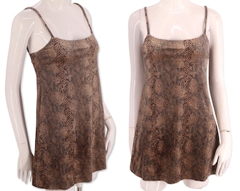 90s BETSEY JOHNSON mini dress sz P, vintage 1990s velour snake print micro mini, tank dress XS