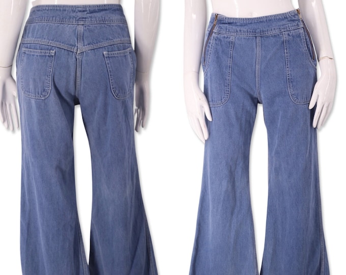 70s double zipper bell bottom jeans 27, vintage 1970s cropped flares, vintage bells flares chore jeans M