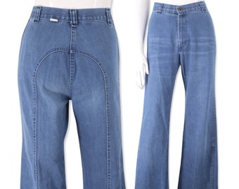 Vintage Denim High Rise Jeans size 26, 70s Saddle Stitch, Retro Blue Jeans, Distressed Denim, pants size 6 M