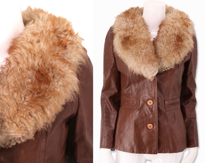 70s shearling leather penny lane jacket , vintage 1970s Gassy Jack San Francisco, leather blazer S