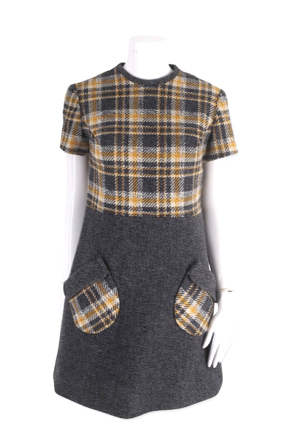 60s mini dress, vintage 1960s MOD wool dress, woo… - image 2