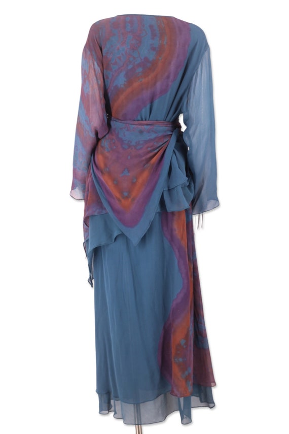 70s tie dye silk chiffon outfit, vintage 1970s CA… - image 4