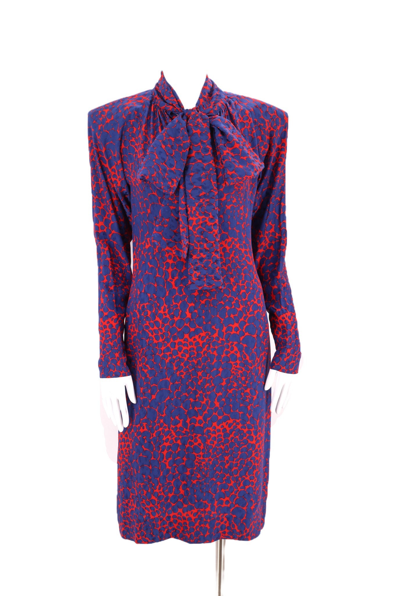 70s YSL silk print dress 38, 1970s vintage Yves Saint Laurent
