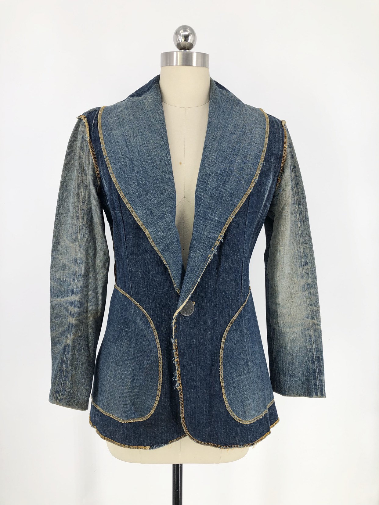 70s NOVELTY APPLIQUE denim patchwork Levis vintage custom blazer jacket