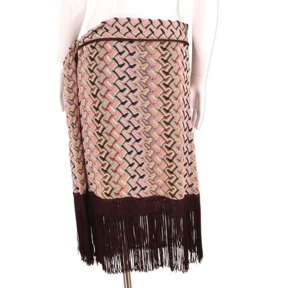 MISSONI knit fringe skirt 8, vintage signature zi… - image 6