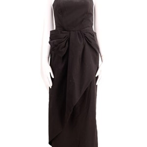 80s VICTOR COSTA black gown, vintage 1980s cocktail dress, cotton column gown size 2 XS image 2
