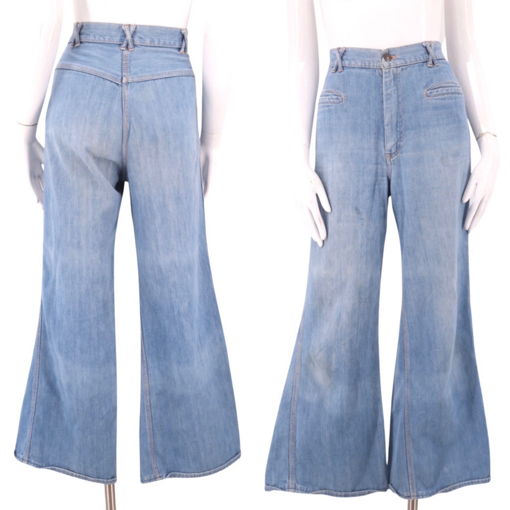 70s sz 29 vintage high rise bell bottom jeans / vintage 1970s denim ...