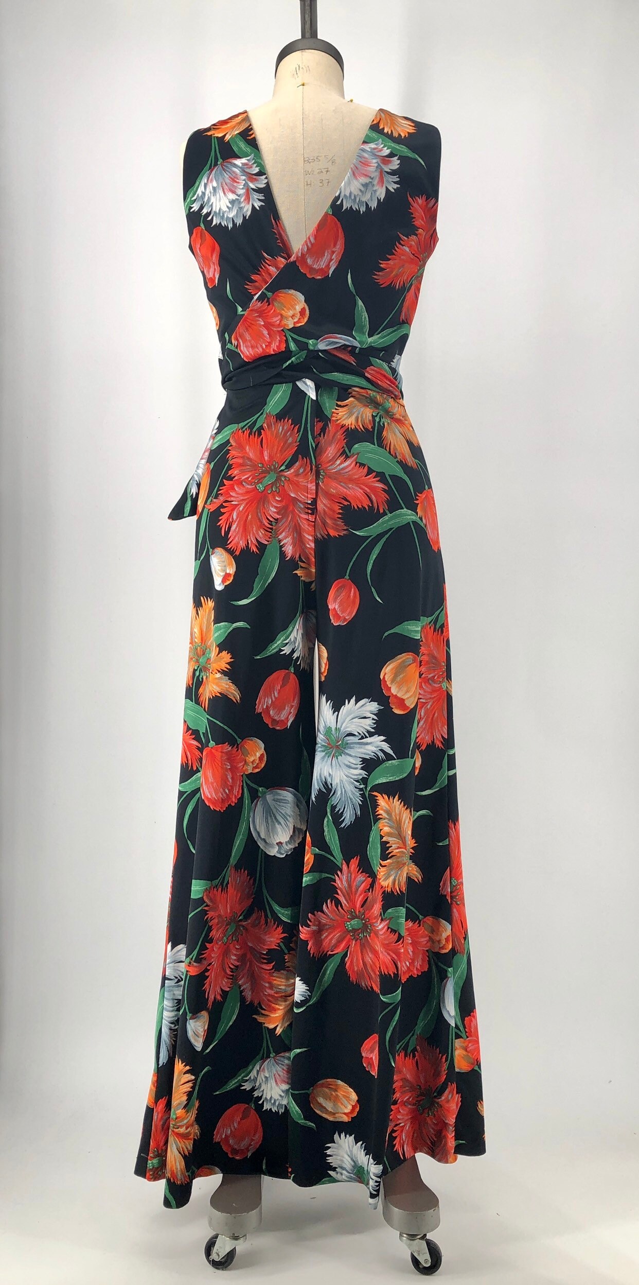 1970s bold floral jumpsuit