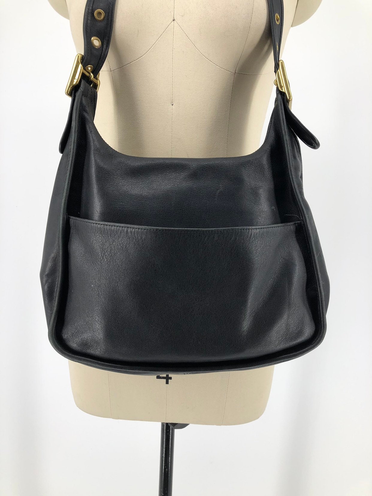 Rare Vintage Isaac Mizrahi Black Leather ' Bowling Ball ' Punch Bag Purse  1990s at 1stDibs