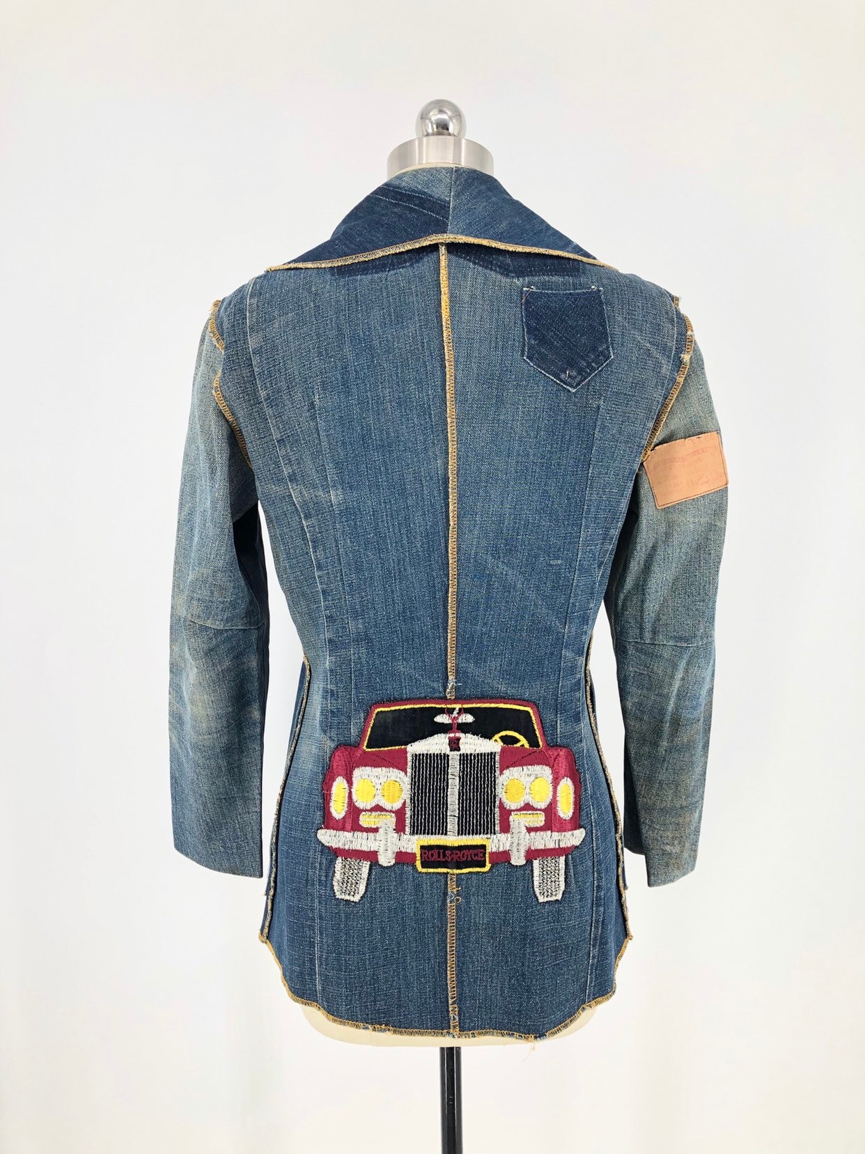 70s NOVELTY APPLIQUE denim patchwork Levis vintage custom blazer jacket