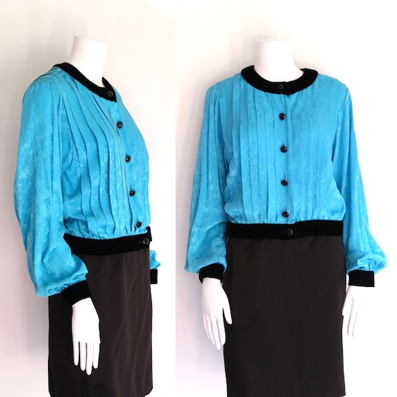 80s OSCAR De La RENTA silk velvet blouse sz 4 / vi