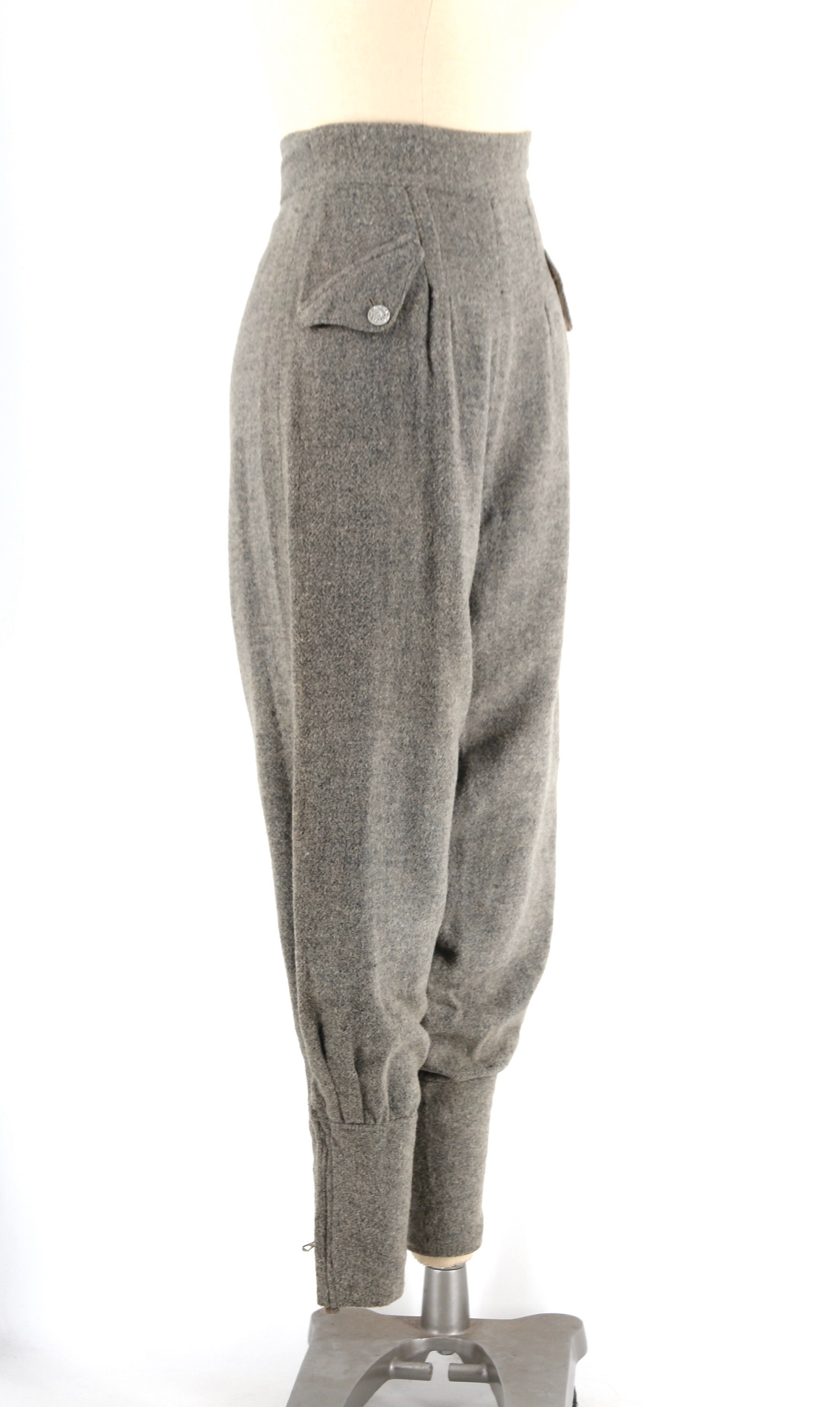 30s gray wool womens winter trousers / 1935 vintage wool flannel hi ...