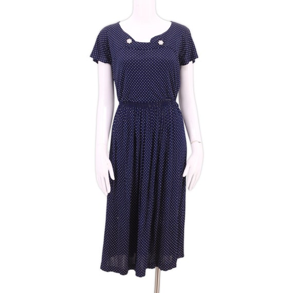 50s navy day dress, vintage 1950s nylon dress,  b… - image 2
