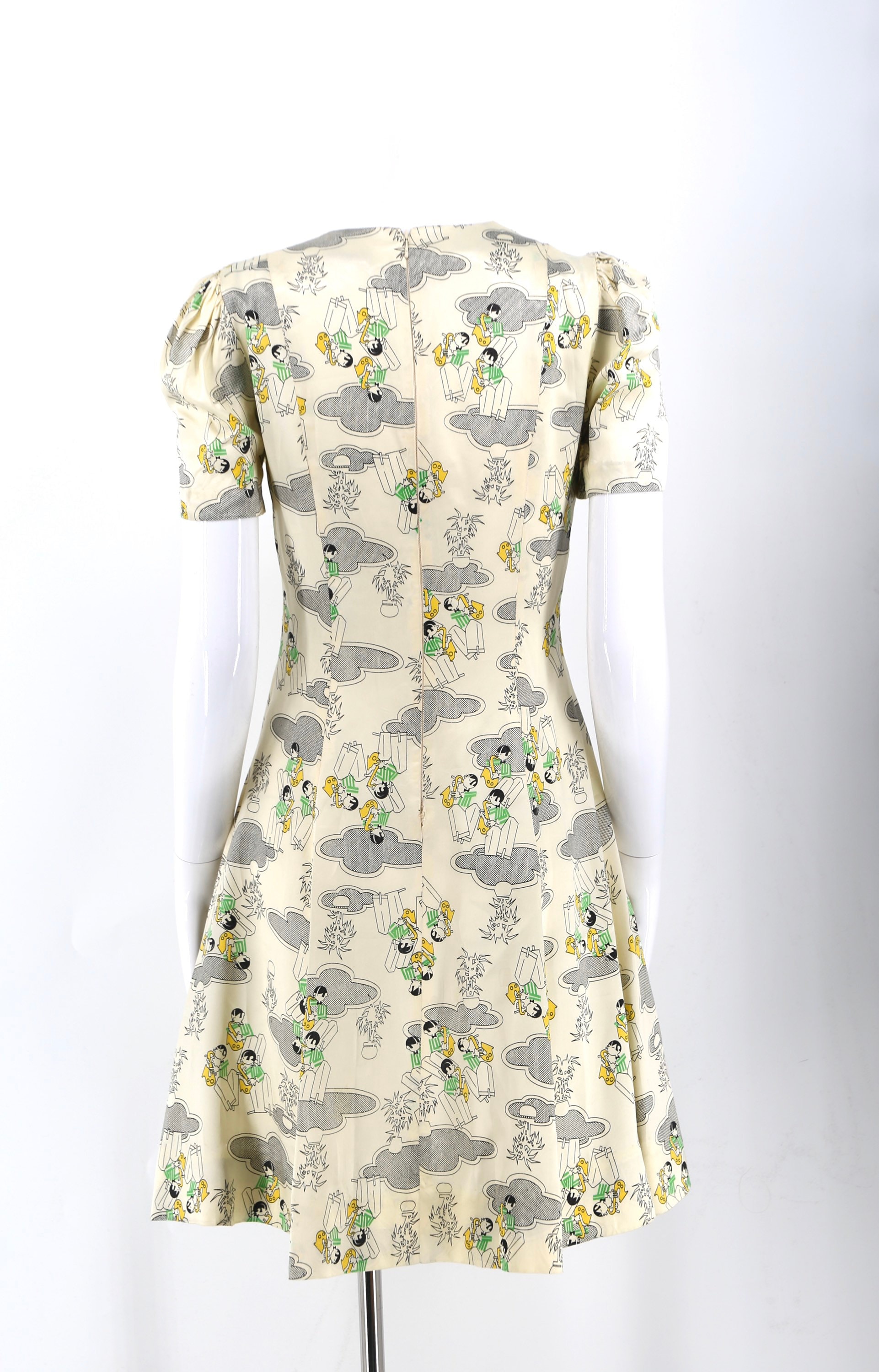 early 70s satin 20s Deco novelty print mini dress / vintage 1970s glam rock flirty summer dress ...