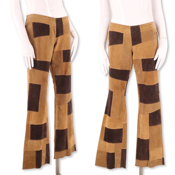 Y2K Patchwork Suede Pants 9/10, Vintage 1990s Misdemeanor Leather 