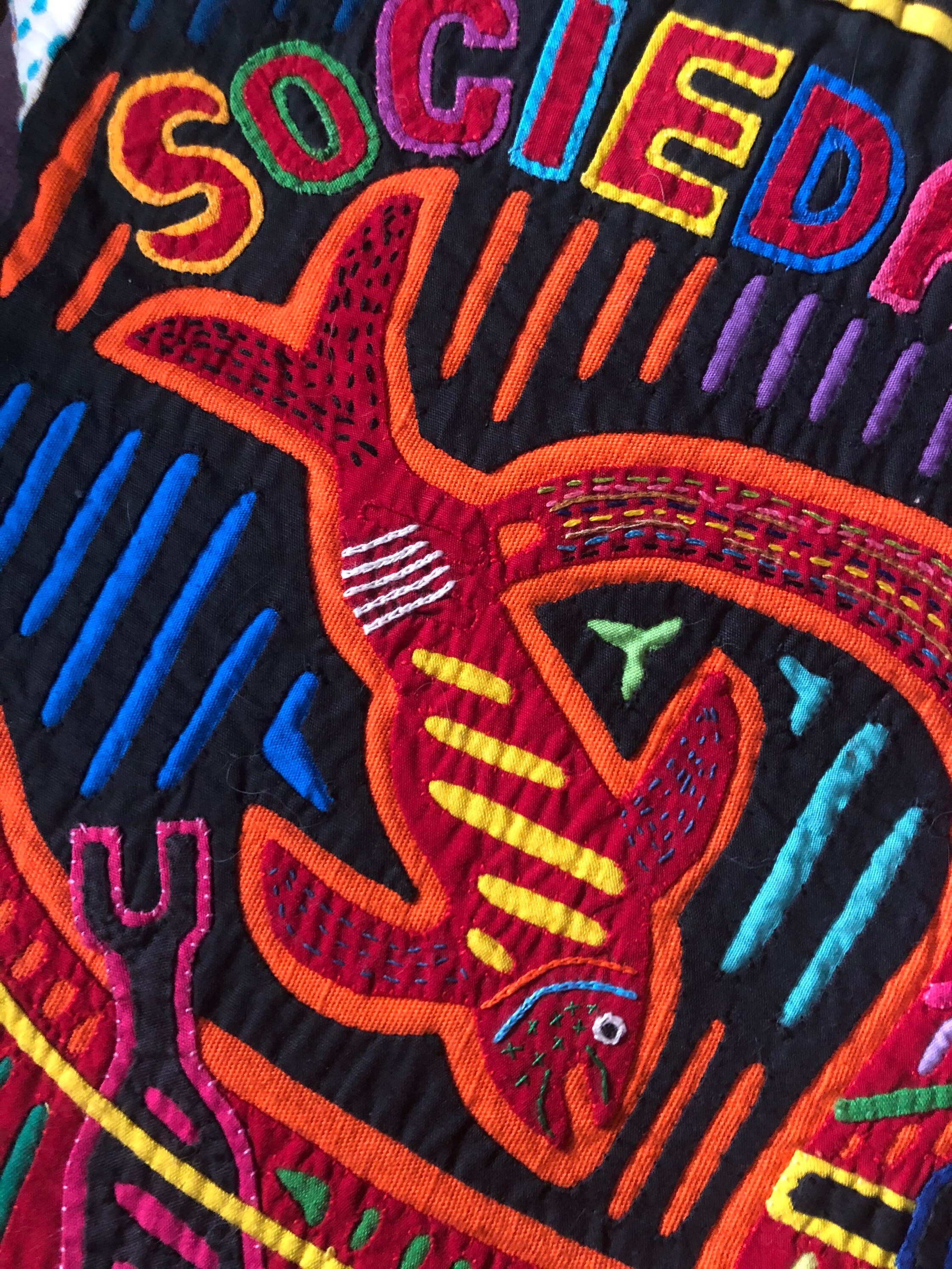 70s vintage Mola handmade folk art top / vintage Molas Columbia Panama