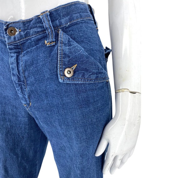 70s denim bell bottom jeans 30, vintage 1970s dar… - image 7