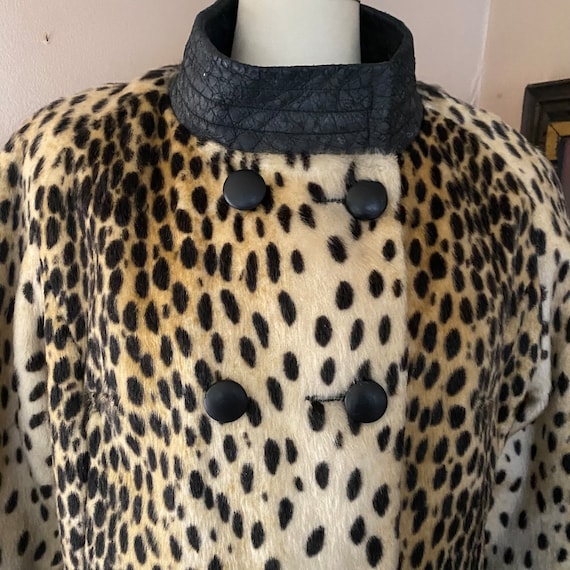 50s Vintage LA FRANCE Leopard Print Faux Fur Coat M, 1950s 50s Vintage LA FRANCE Leopard Print Faux Fur Coat M, 1950s