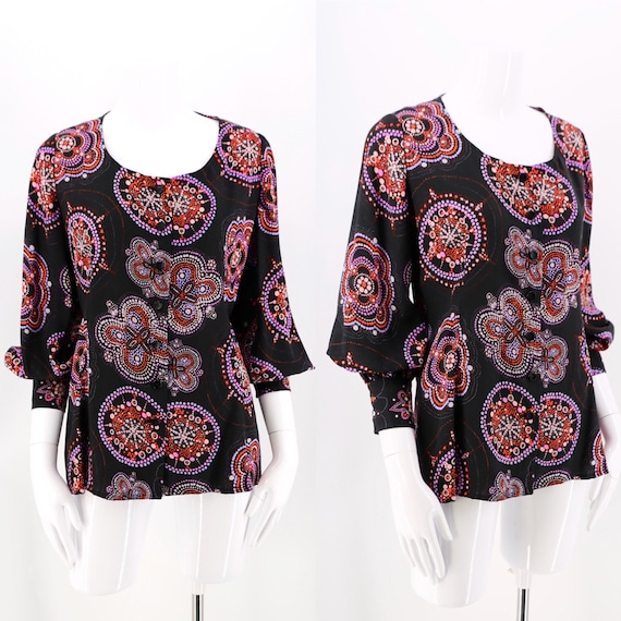 60s UNGARO vintage blouse M, vintage 60s starburs… - image 1