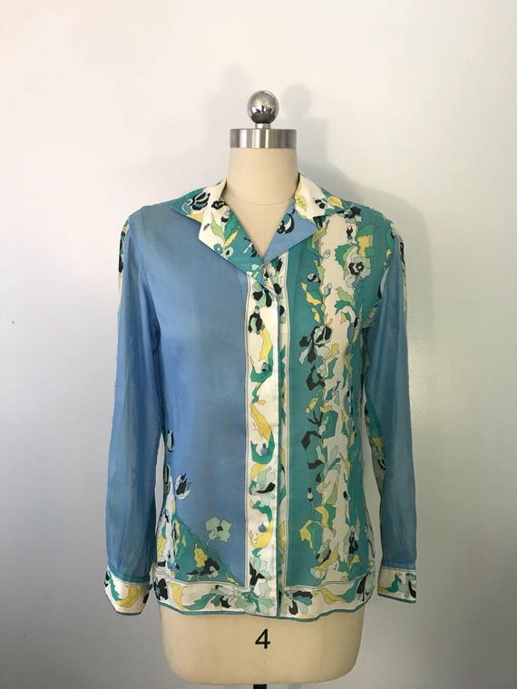 60s EMILIO PUCCI blue green signed print psychedel