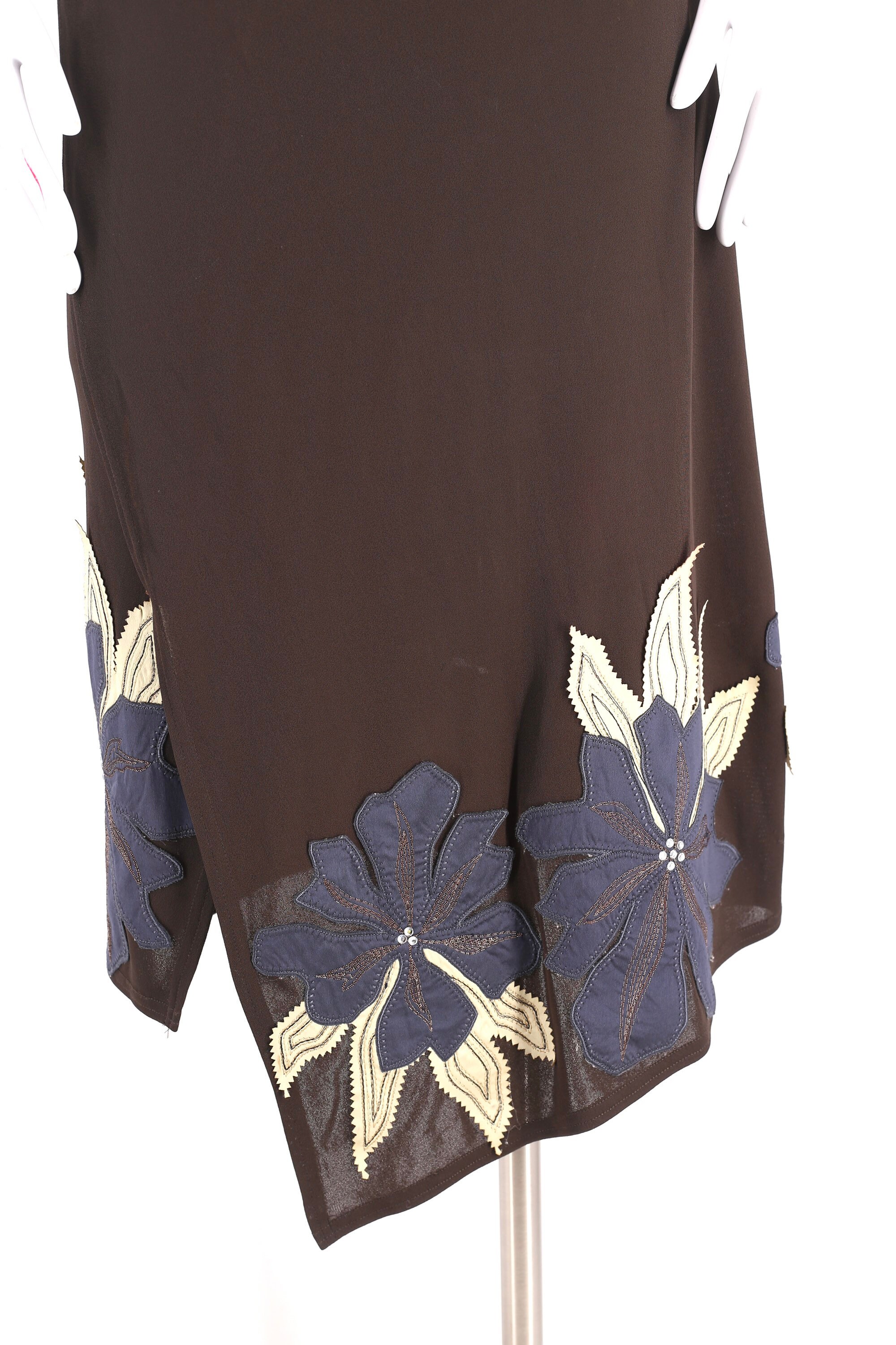 CHLOE Y2K jersey appliquéd dress M / vintage Stella McCartney era 2000s  chocolate brown jersey dress 38 8