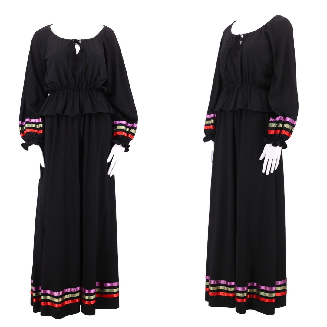 1970s Clovis Ruffin Halter Maxi Dress