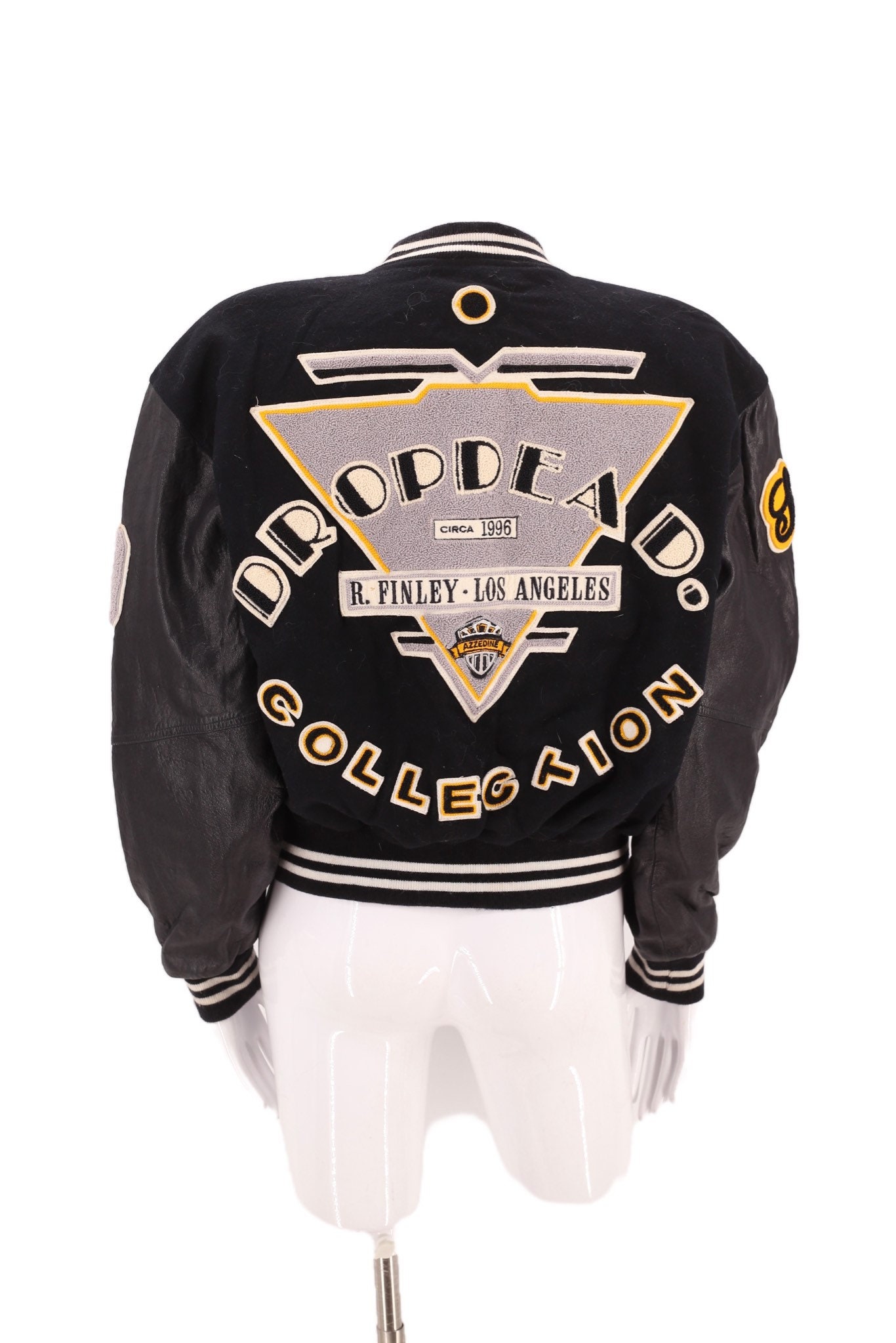 90s Novelty black leather varsity jacket S / vintage 1990s 90s Novelty black leather varsity jacket S / vintage 1990s