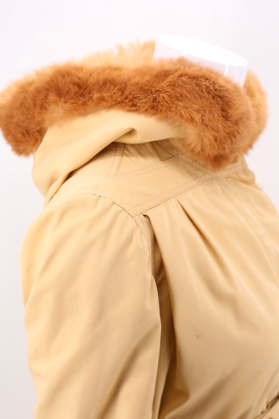 Khaki fur trim hooded parka cheap