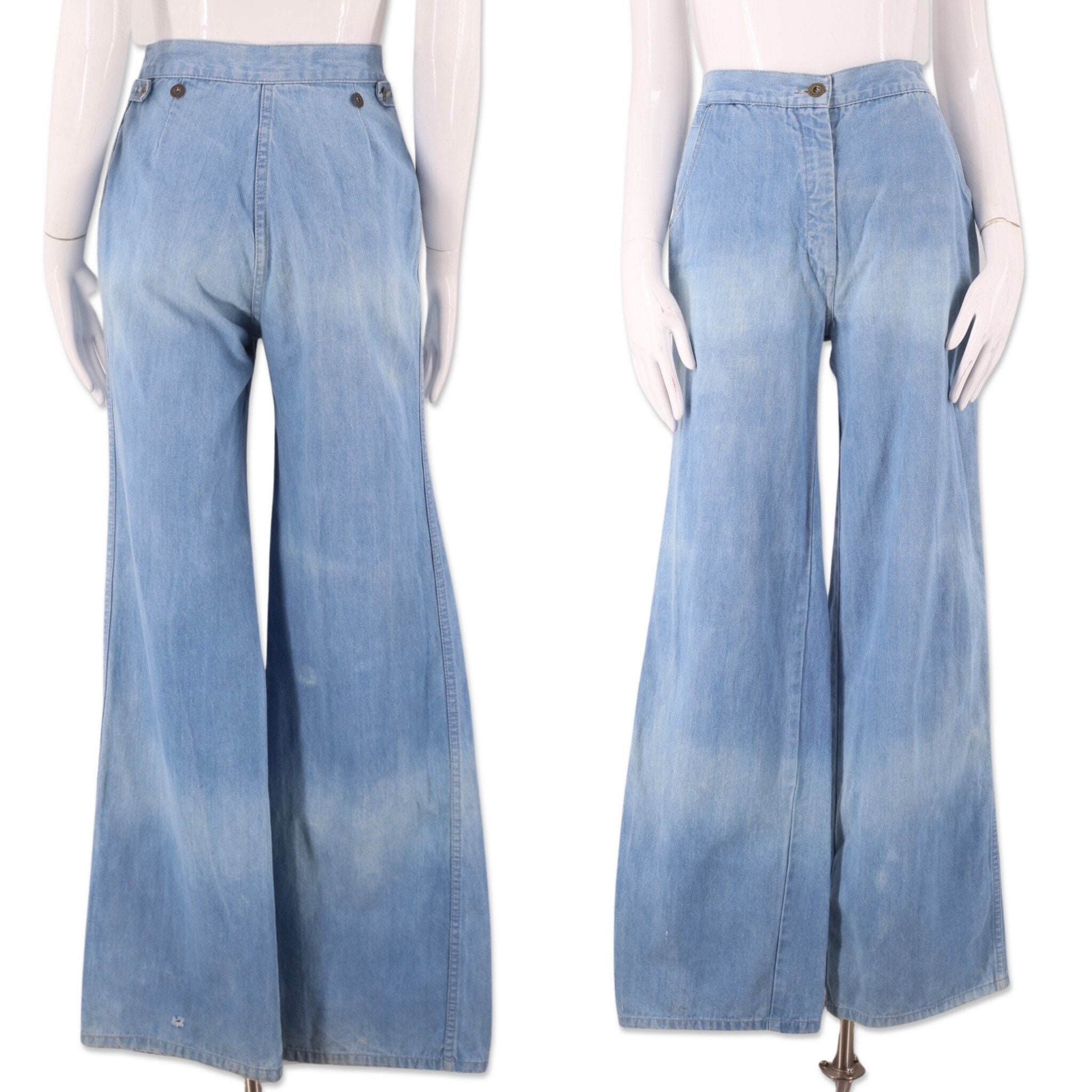 70s high rise bell bottom jeans 26, vintage 1970s FOXMOOR denim bells