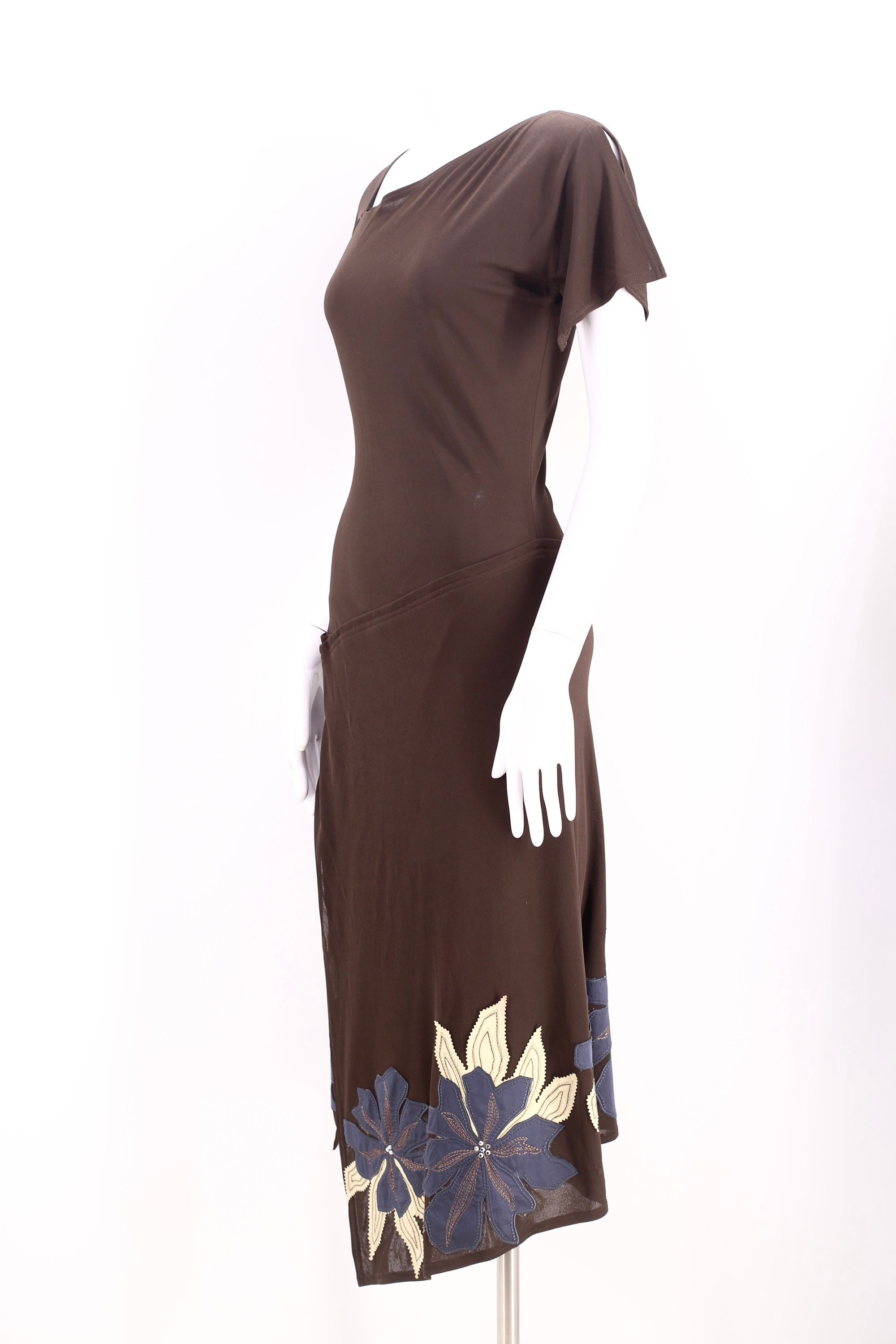 CHLOE Y2K jersey appliquéd dress M / vintage Stella McCartney era 2000s  chocolate brown jersey dress 38 8