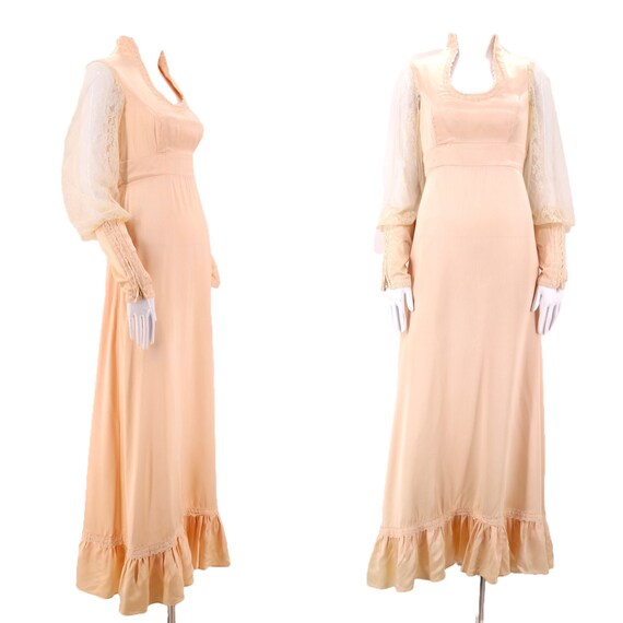 70s GUNNE SAX pink satin lace prairie dress 9 / vi