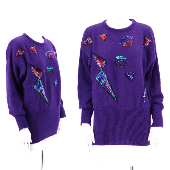 80s ESCADA novelty sequin sweater / vintage 1980s