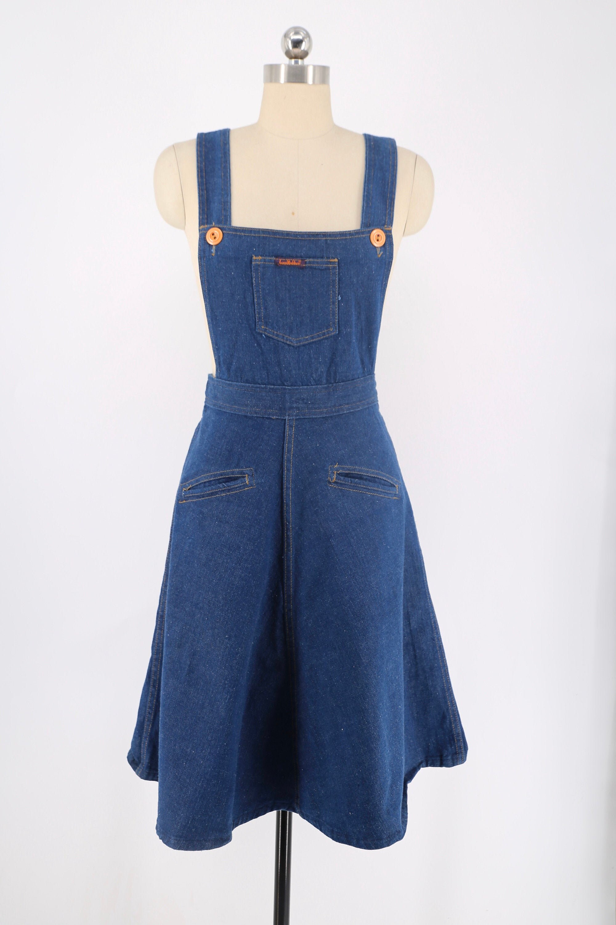 70s LANDLUBBER denim overall jumper dress 28