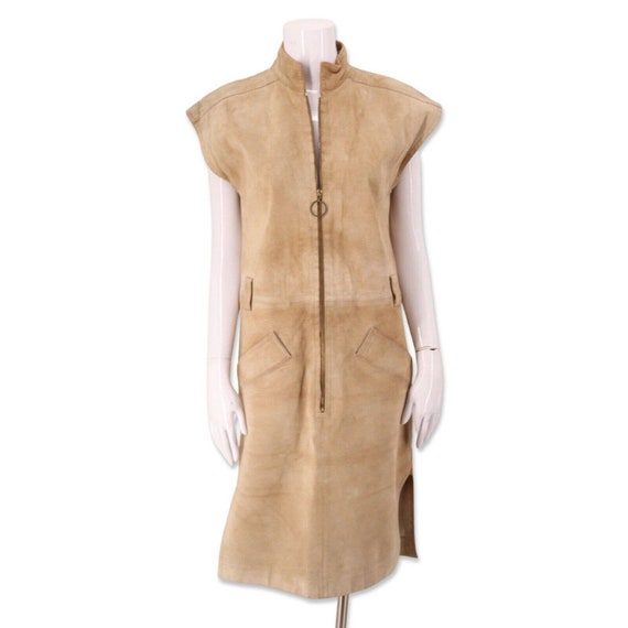 60s YSL suede Safari dress sz 8, vintage 1960s YV… - image 2