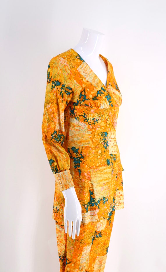 60s print set with flares pants, vintage 1960s ma… - image 4