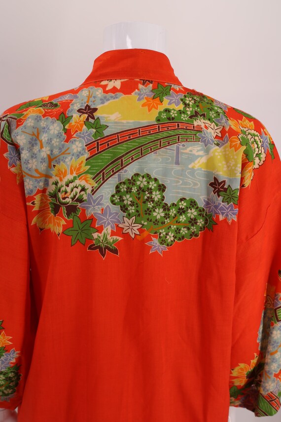 30s JAPAN kimono wool challis print robe / vintag… - image 5