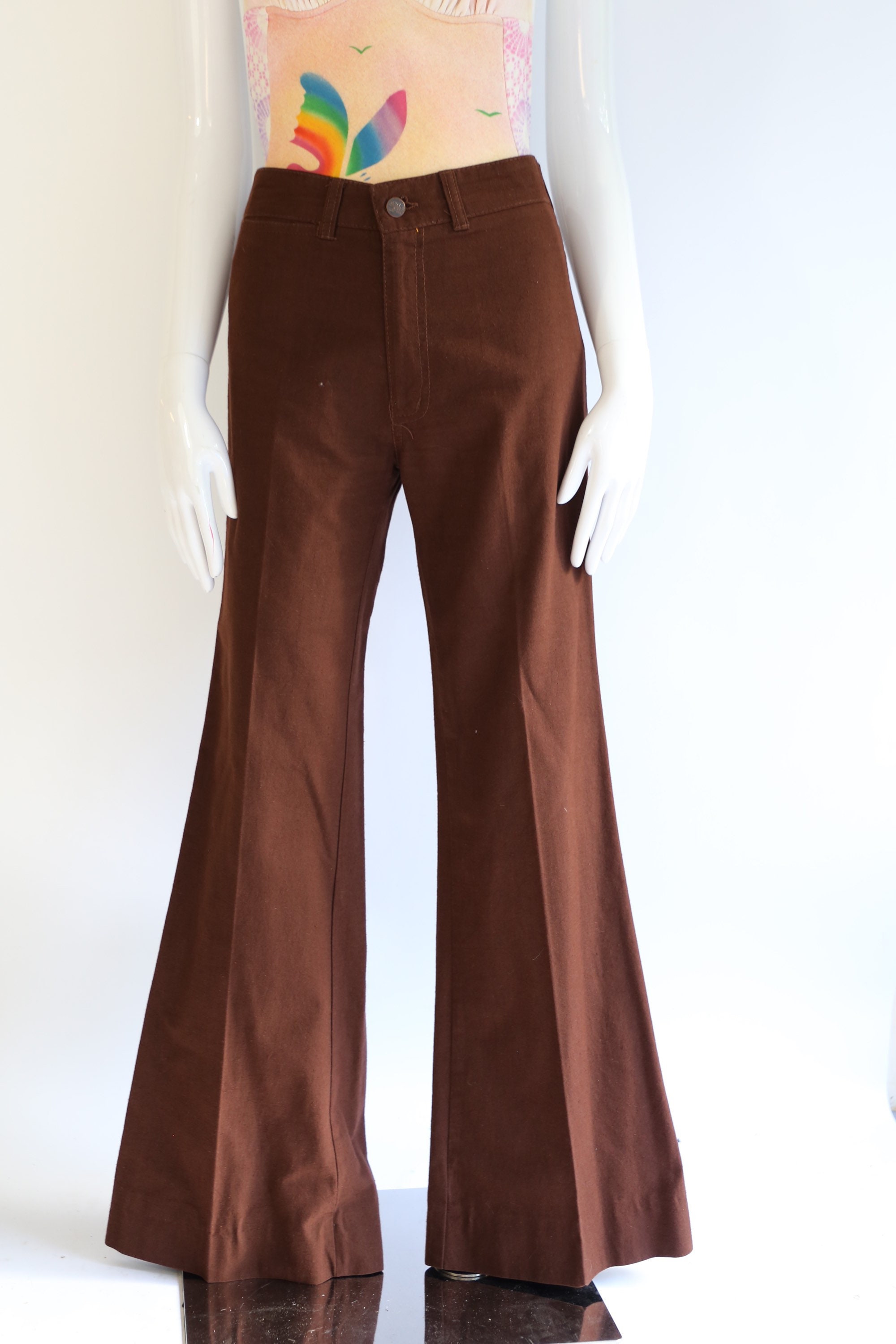 70s cotton high rise bell bottoms 30 / vintage 1970s Chemin De Fer