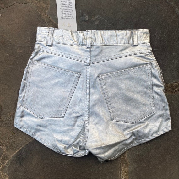 90s silver leather short shorts 6-8, vintage 1990… - image 6