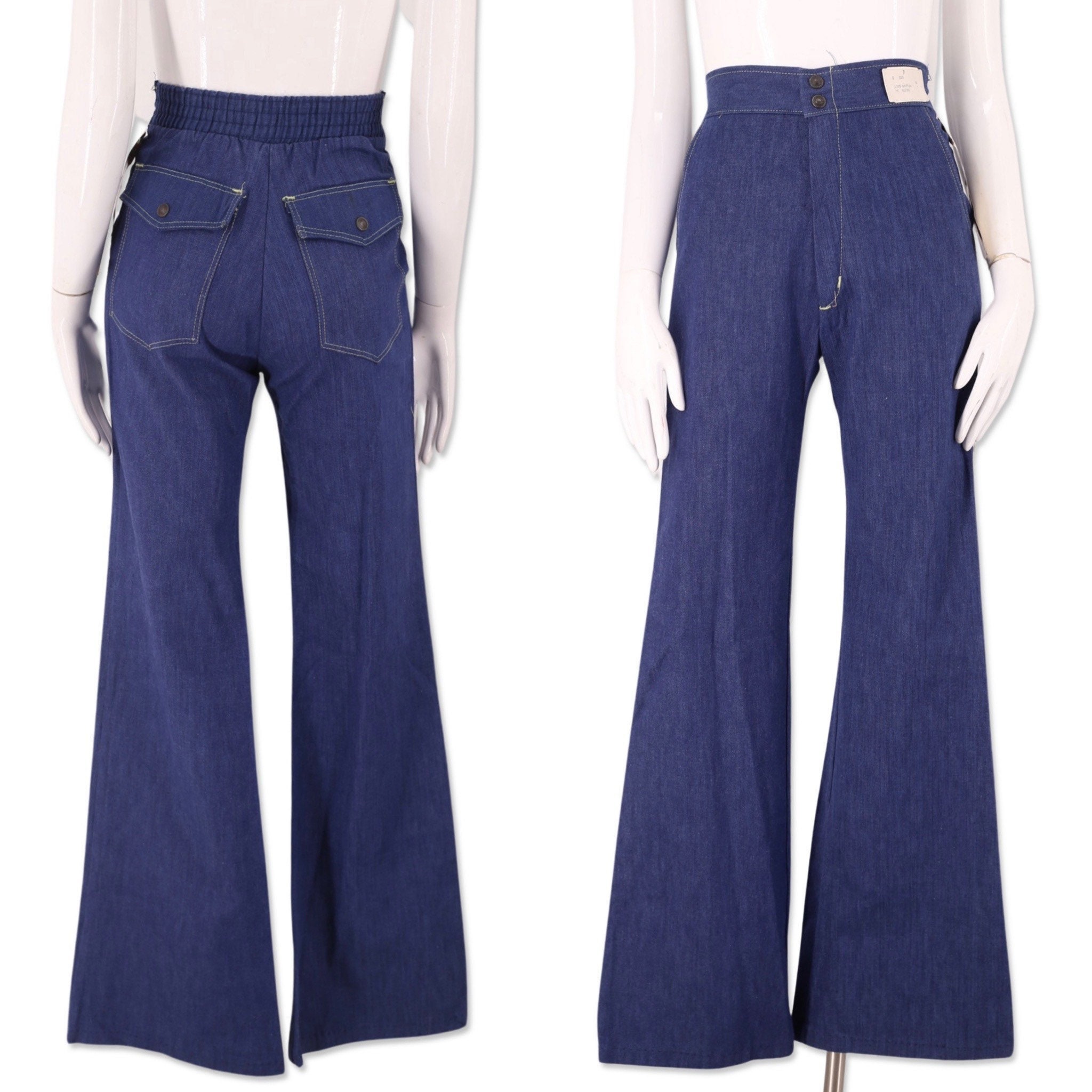 70's Vintage Blue Bell Bottom Wide Leg Jeans / 24 Waist – Past Lives Thrift