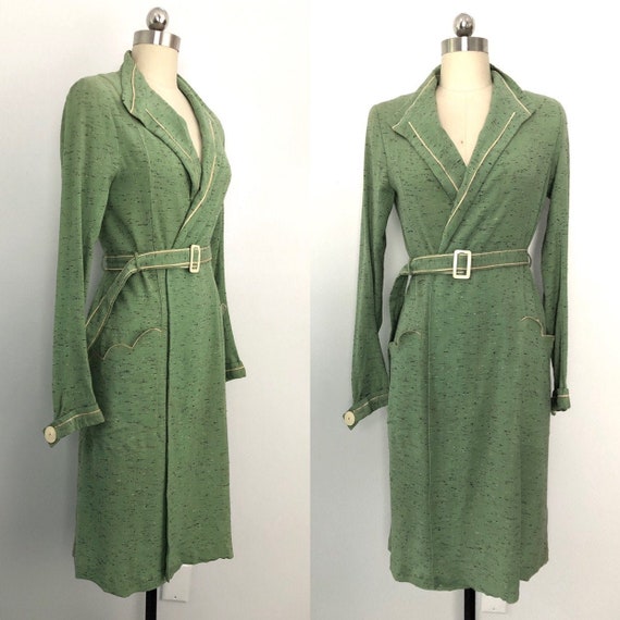 vintage 30s wool coat / 1930s SAGE WOOL charming a