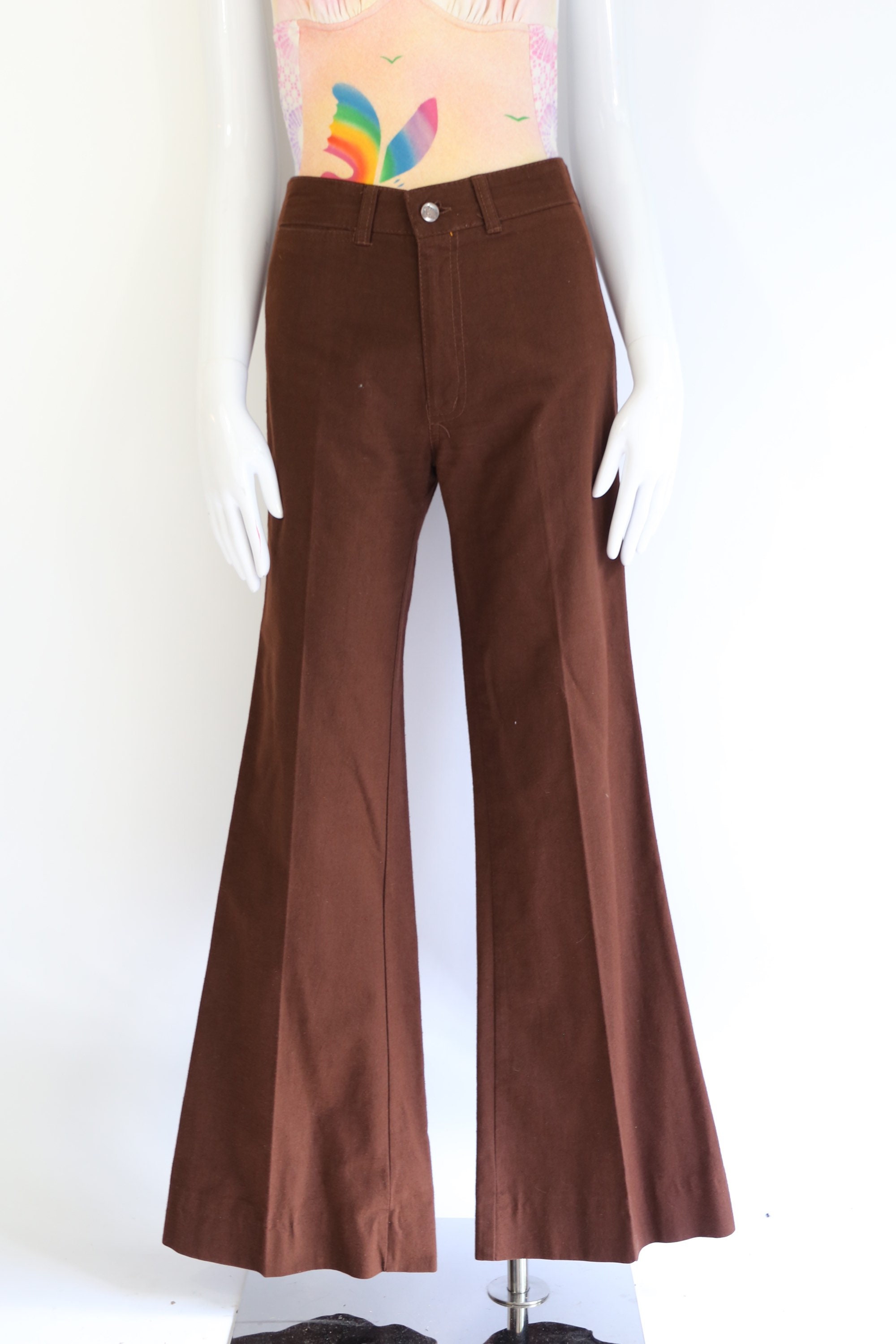 70s cotton high rise bell bottoms 30 / vintage 1970s Chemin De Fer