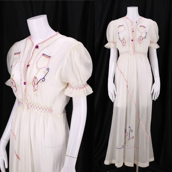 vintage 40s Parachute silk WWII embroidered peasan
