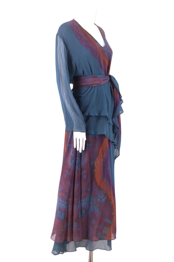 70s tie dye silk chiffon outfit, vintage 1970s CA… - image 5