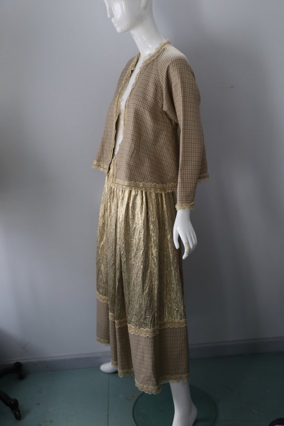 80s GEOFFREY BEENE set  gingham and gold metallic… - image 4