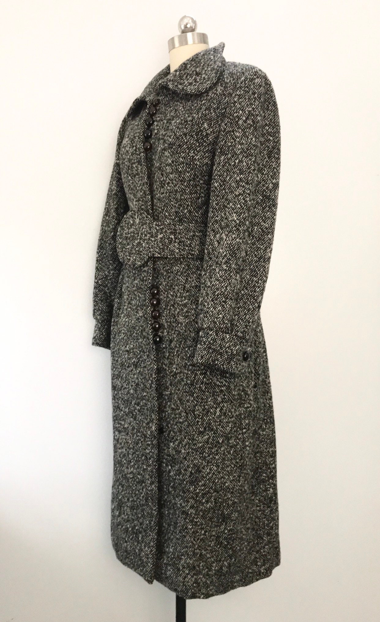 60s PIERRE CARDIN black and white tweed mod CIRCLE belt coat 1960s ...