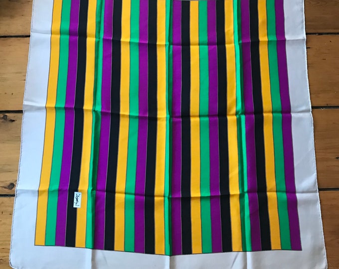 70s YSL Yves Saint Laurent multi stripe silk SCARF vintage 1970s 34.5