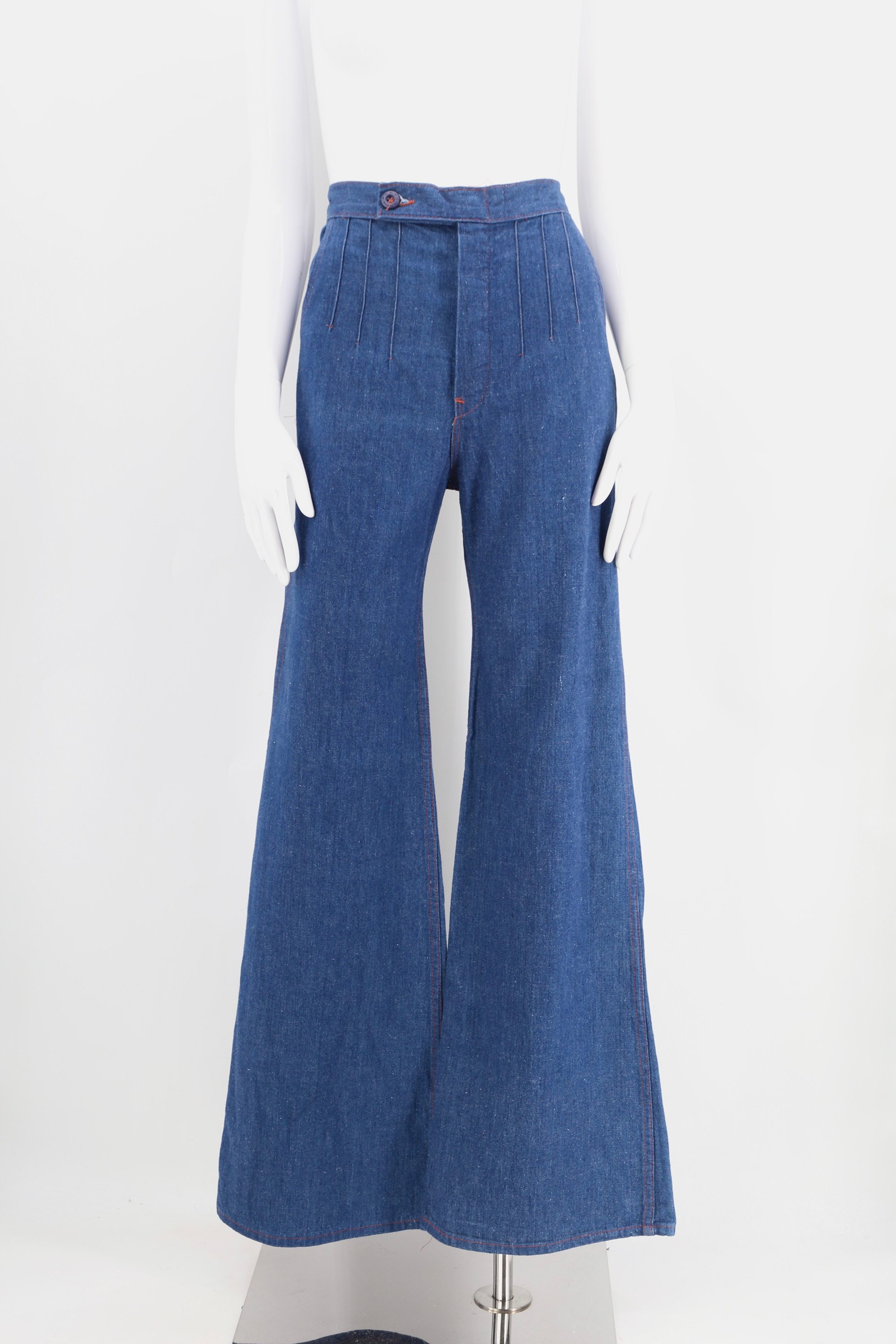 70s high waisted sz 29 seamed denim bell bottoms jeans / vintage 1970s ...