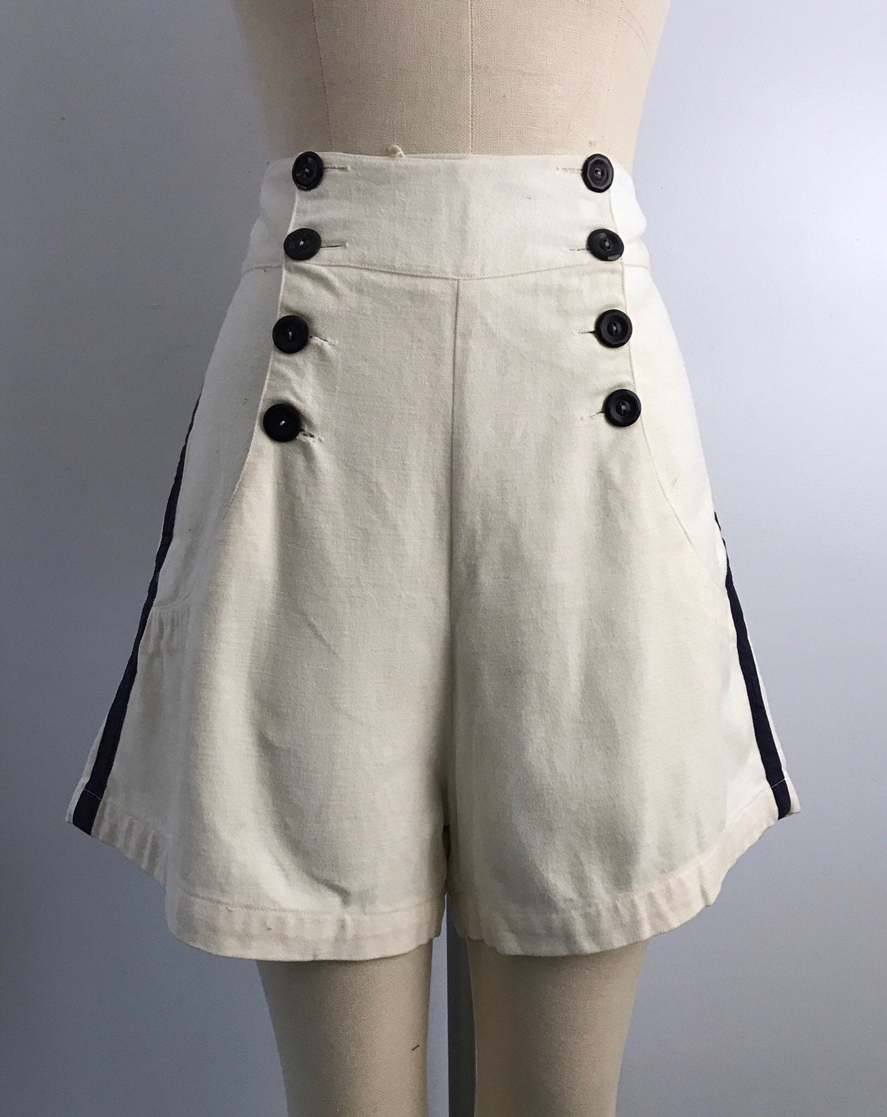 40s pin up shorts size L / vintage 1940s WWII era sailor style high ...