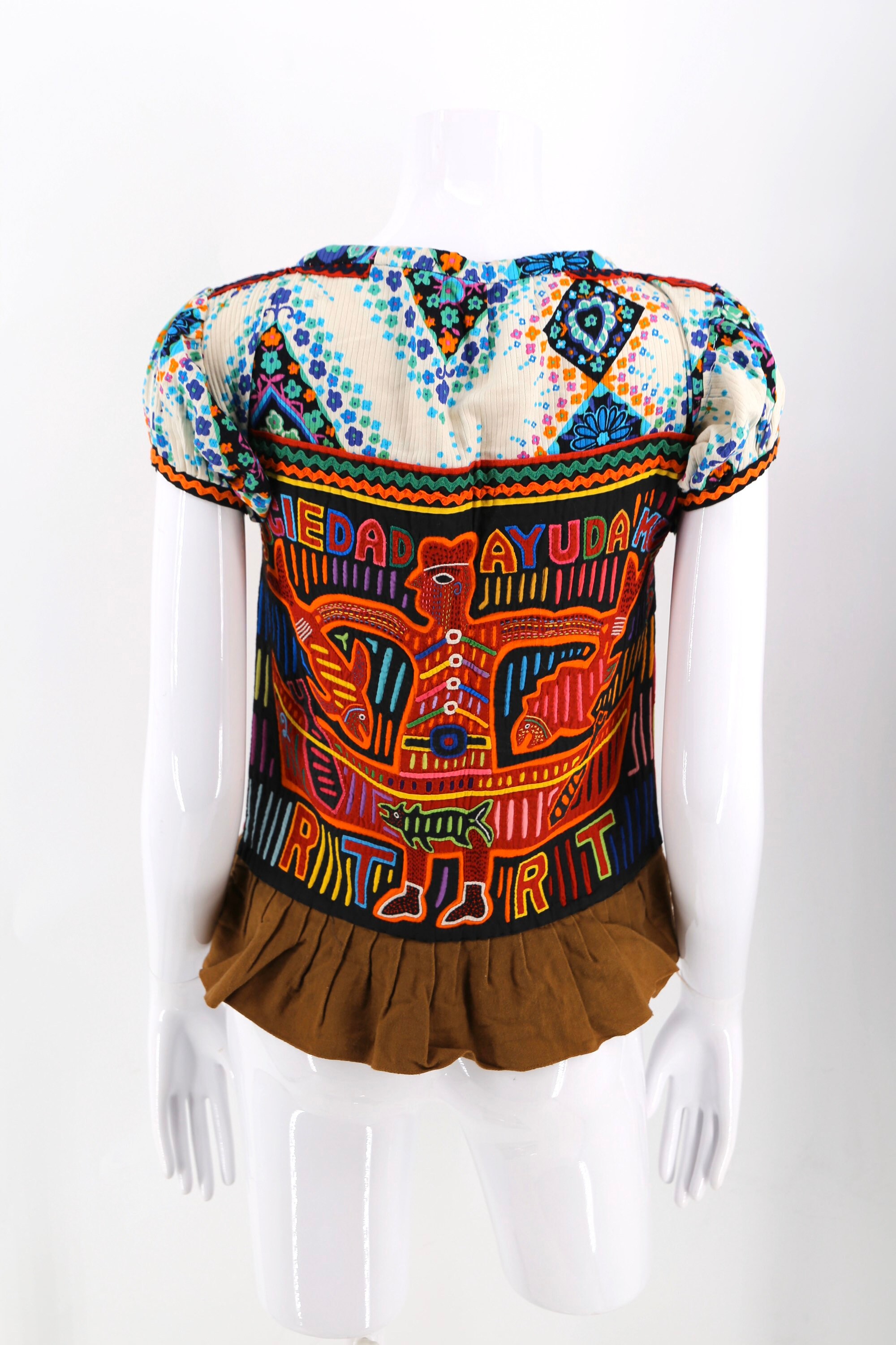 70s vintage Mola handmade folk art top / vintage Molas Columbia Panama