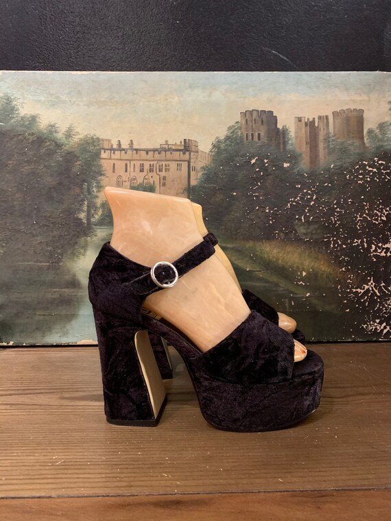 90s Does 70s Black Velvet Disco Sky High Platforms